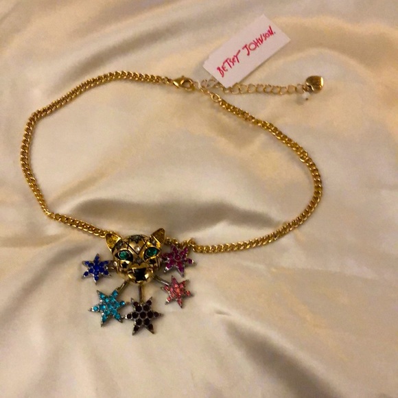 Betsey Johnson Gold Tone Leopard & Shooting Star Pendant Necklace NWT - Picture 6 of 16